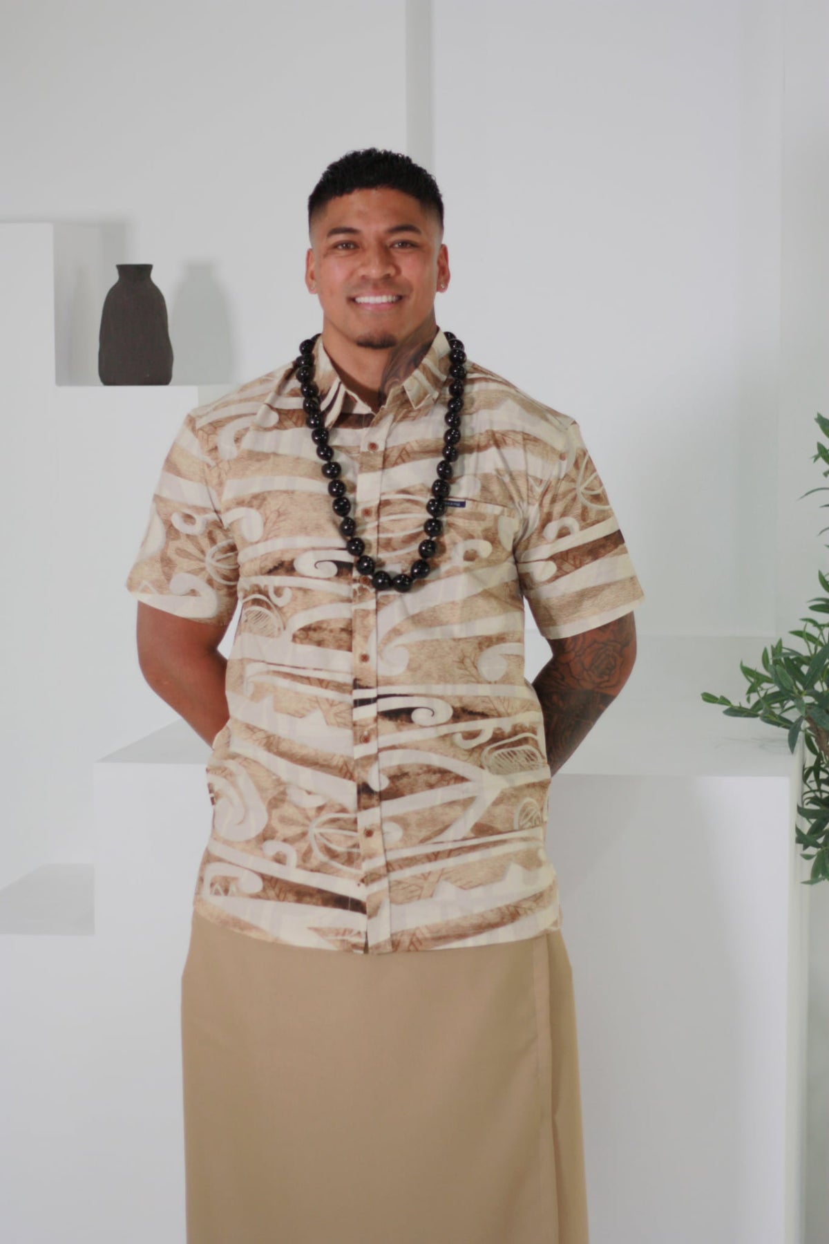 Akamu Mens Shirt Koloha Brown (SS4210)