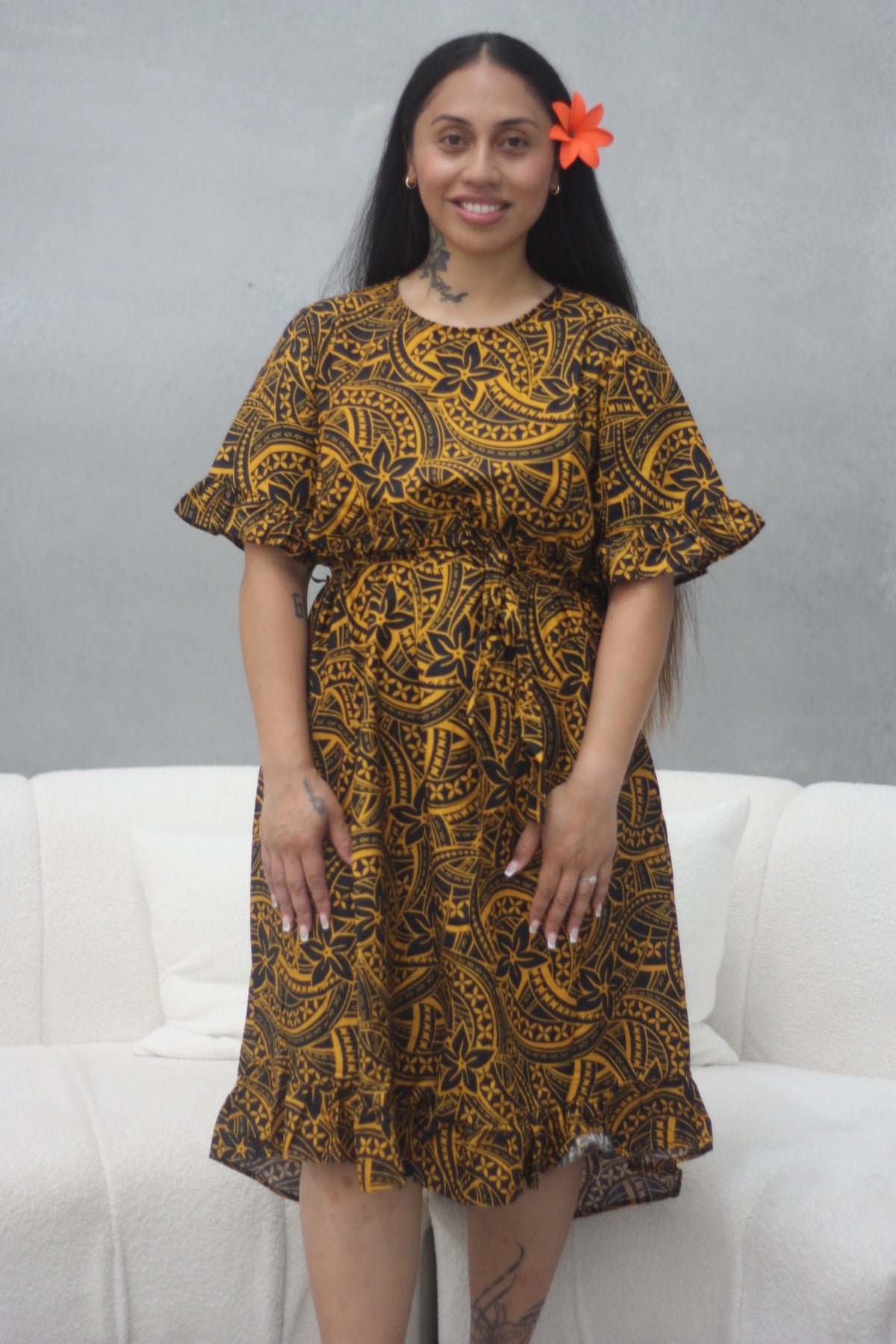 Ladie's Holly Yellow & Black Dress