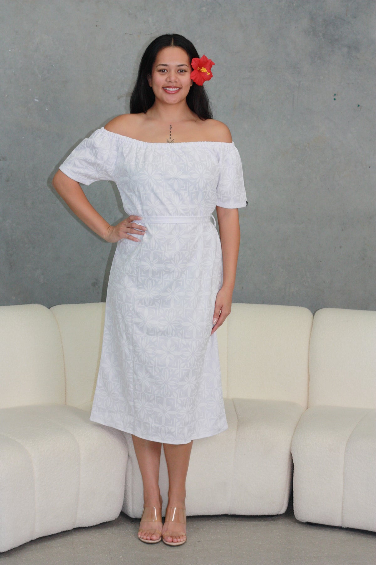 Mesian White Midi Elei Dress - LWOW5440
