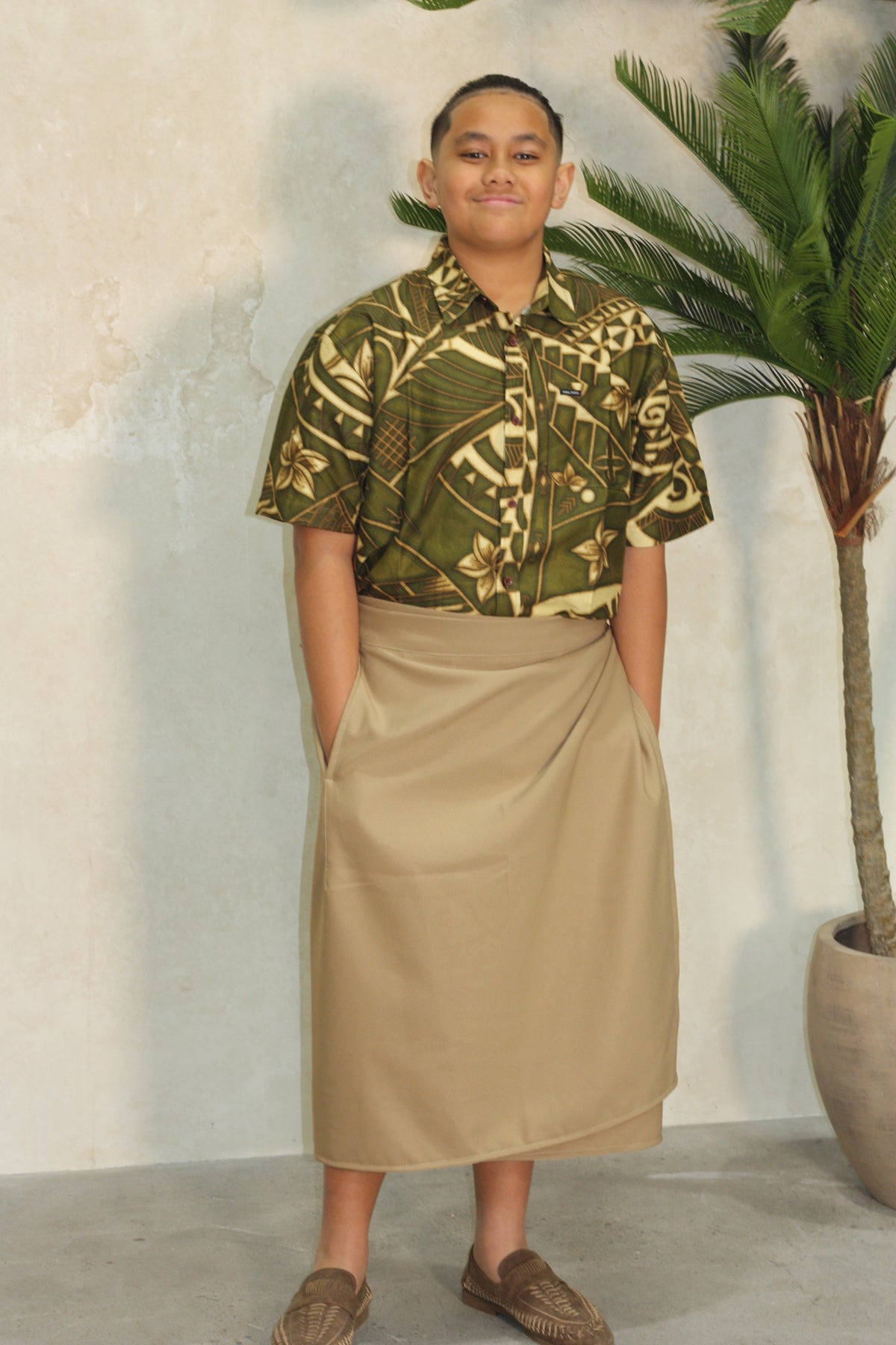 Tribal Boys Bula Shirt SB2070 (Olive)