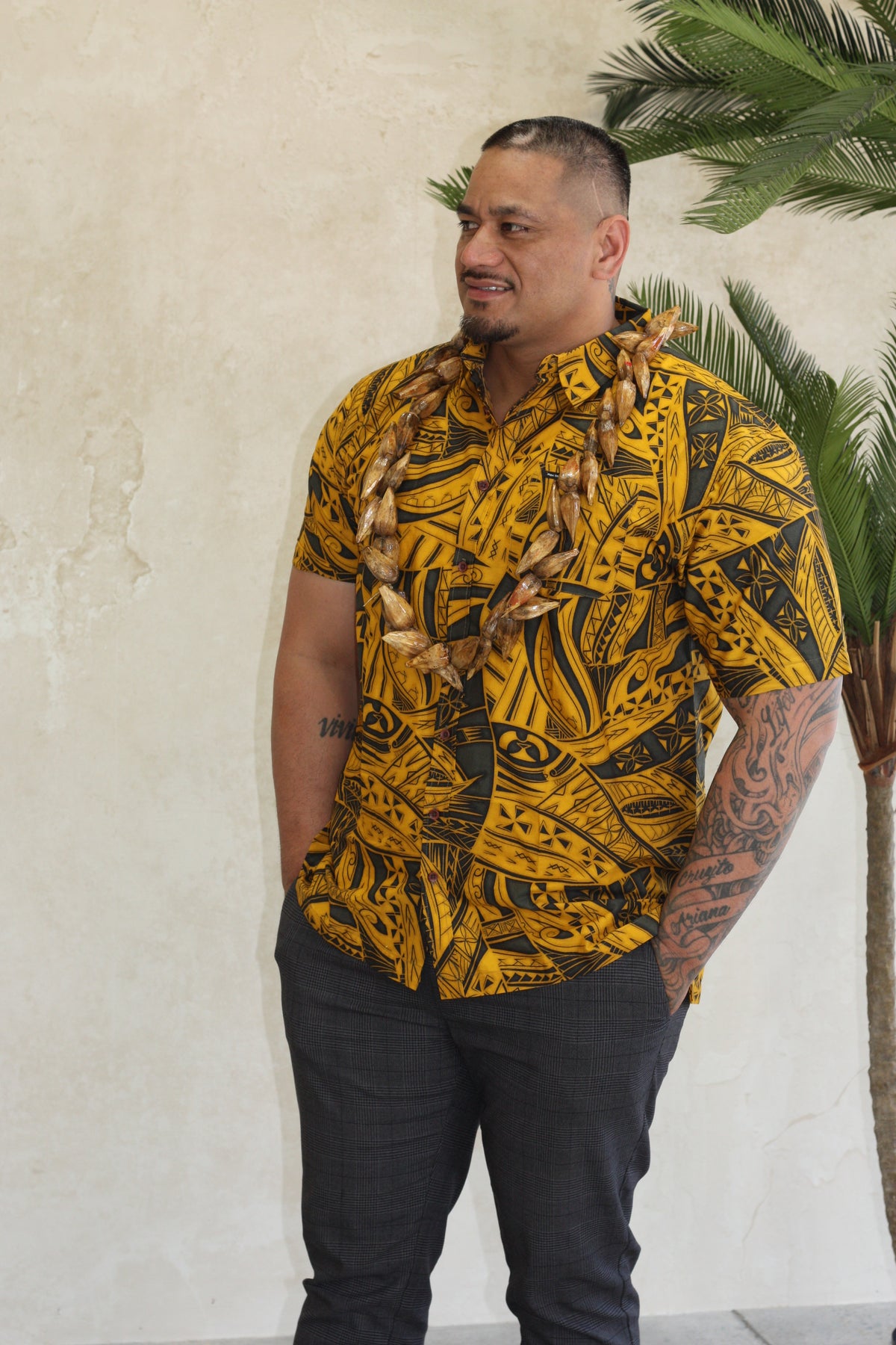 Tribal Mens Bula Shirt FB1797 (Yellow)