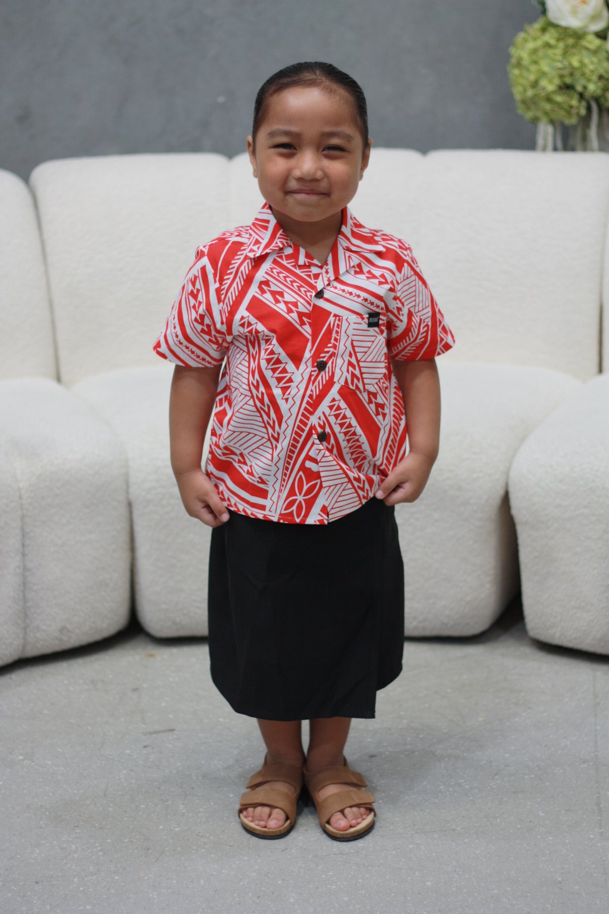 Mesian Boy's Elei Shirt in Red (CT3240)
