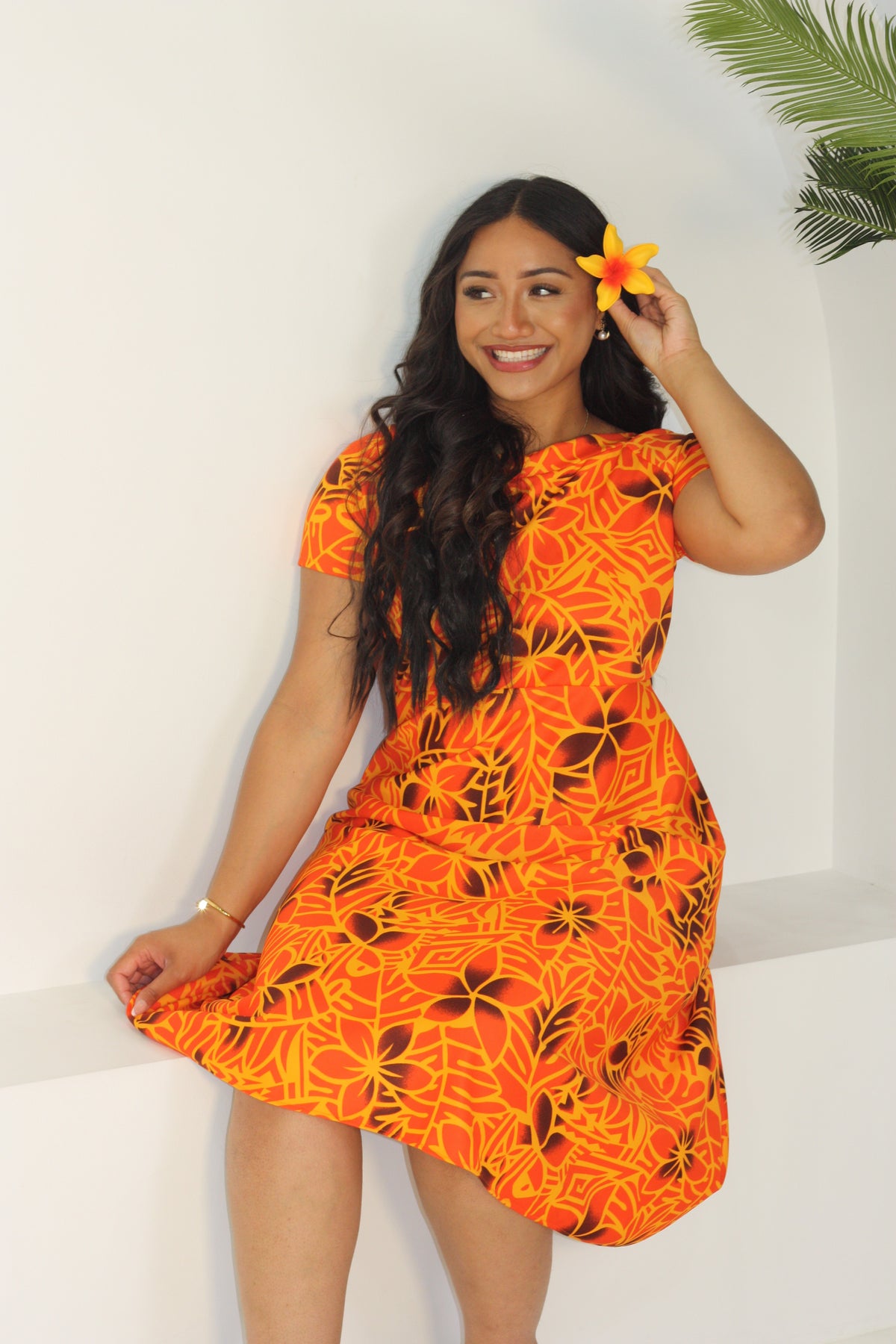 Cece's Orange Elei Midi Dress ( Size 12 only)