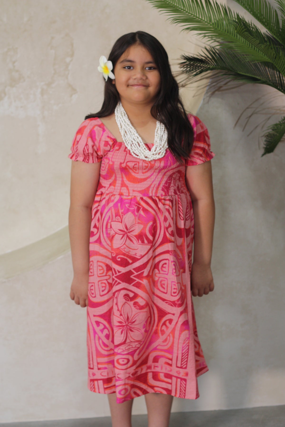 Akamu Girls Vali Smocked Dress Viriya Flamingo LG2049