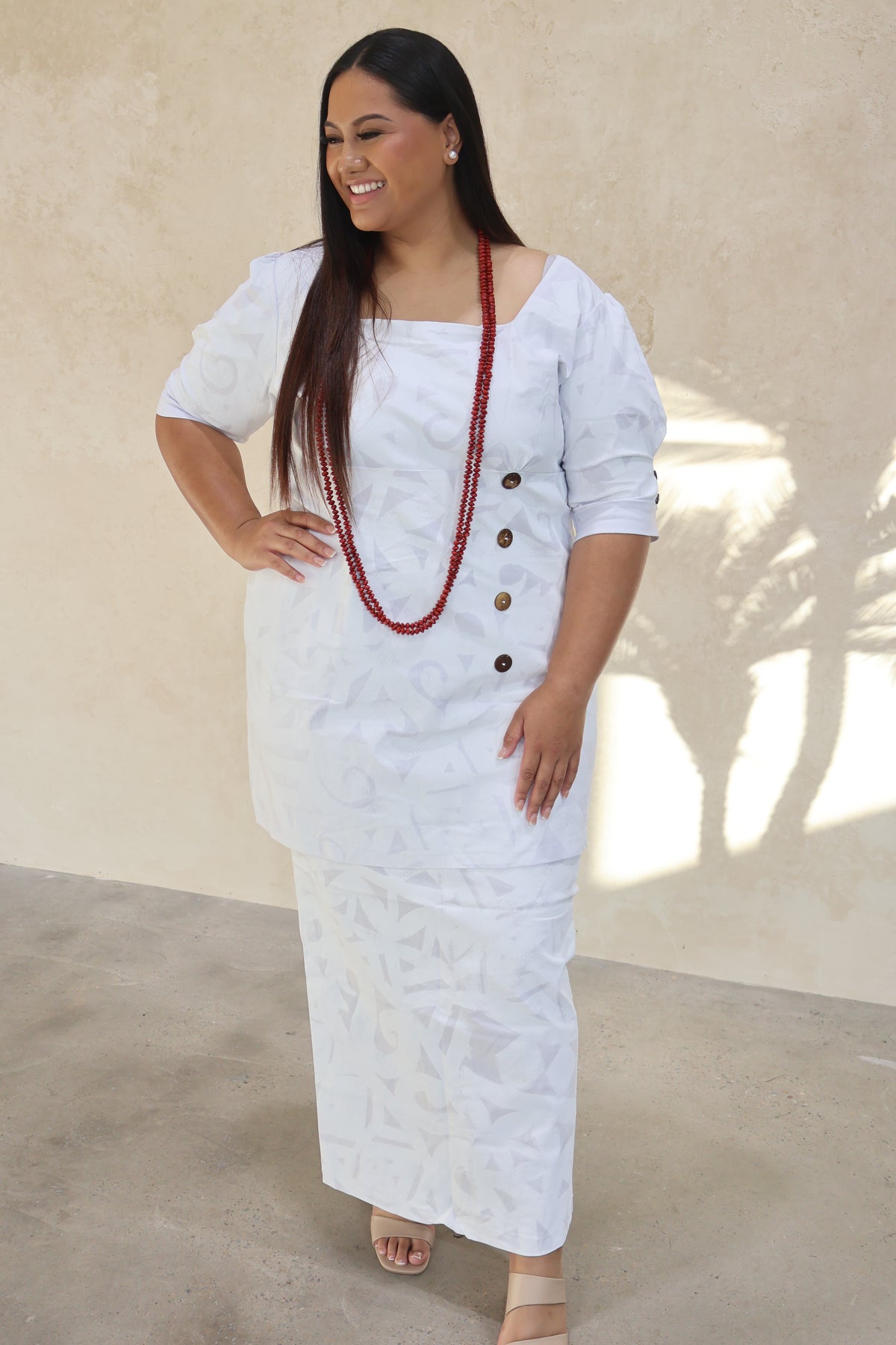 Women's Button Detailed Elei Puletasi (Size 22 only)