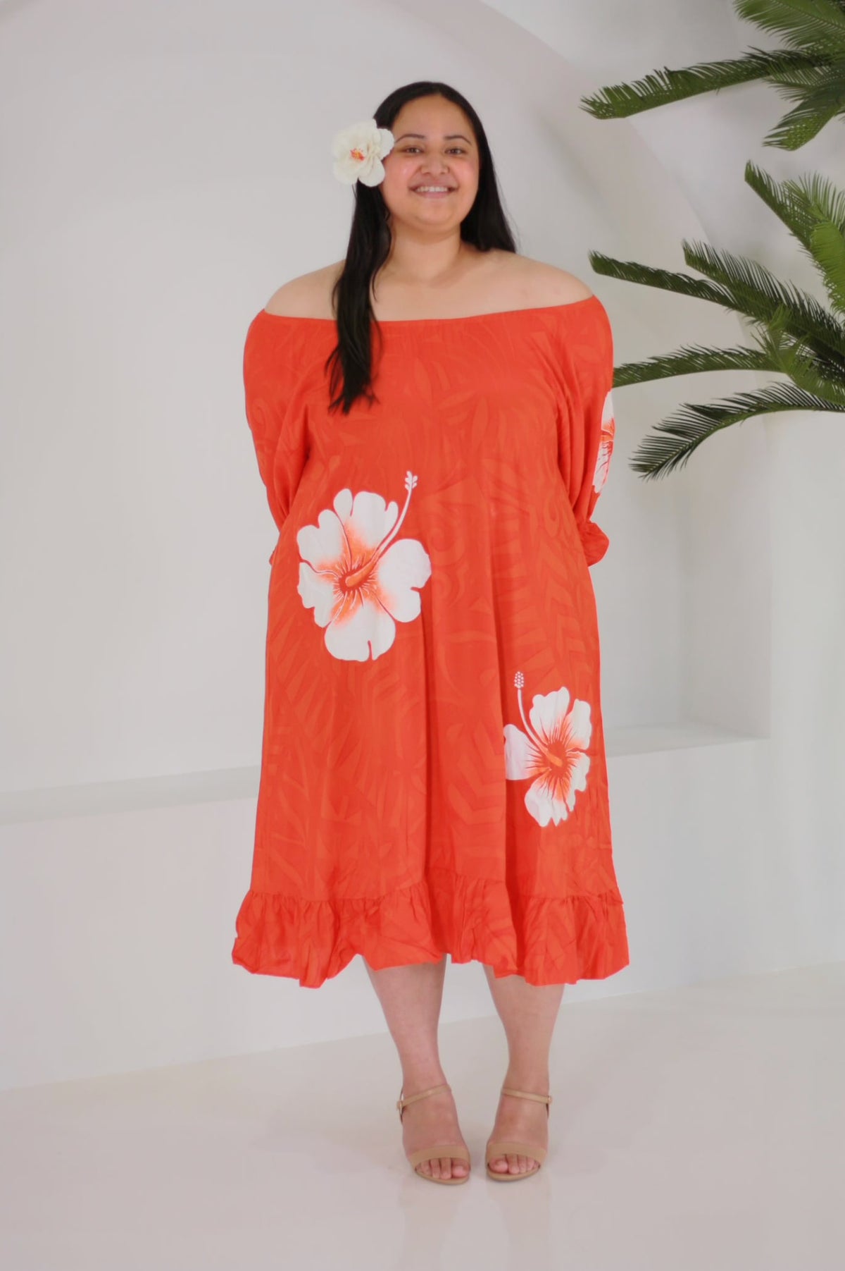 Cece's Laina Aute Dress in Orange (Plus)