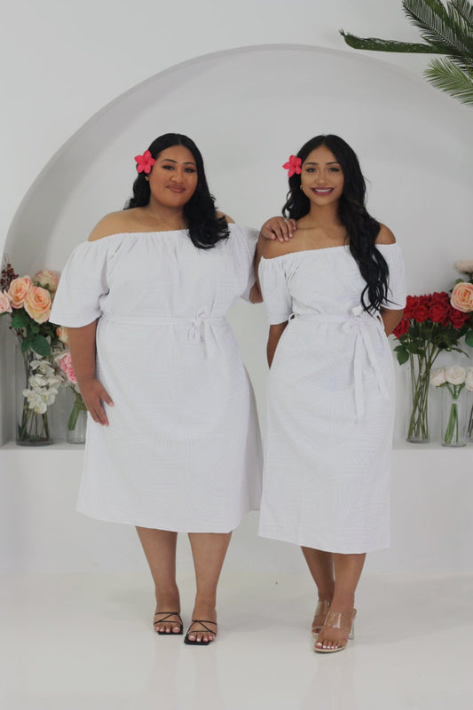 Mesian White Midi Dress -LWOW4560 (Tribal)