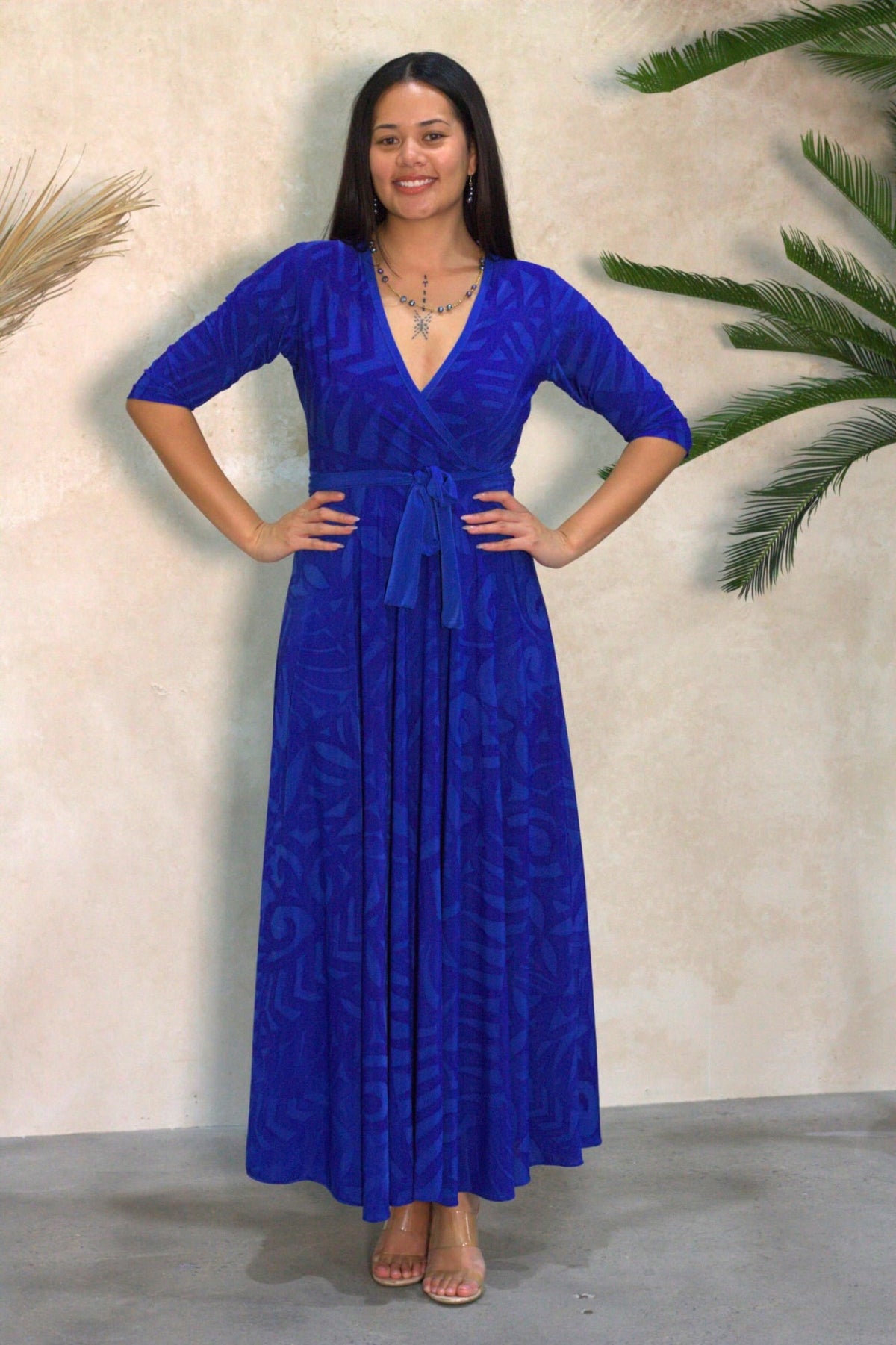 Cece's Deep Blue Moana Wrap Dress (Plus)