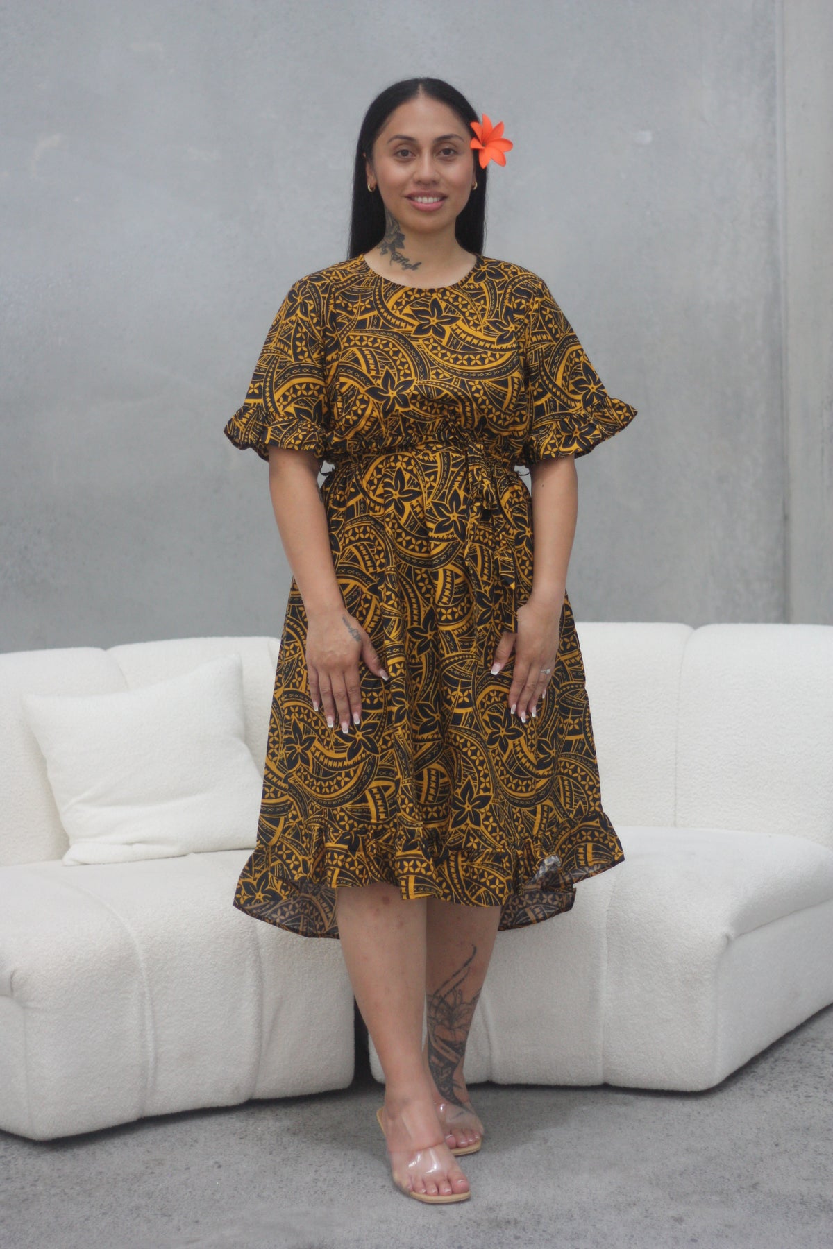 Ladie's Holly Yellow & Black Dress