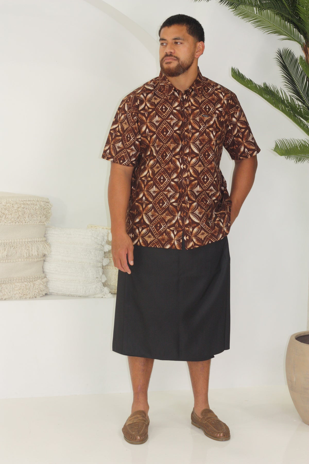 Kalavata Mens Elei Shirt Brown SS4159