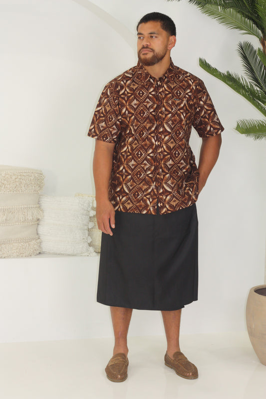 Kalavata Mens Elei Shirt Brown SS4159