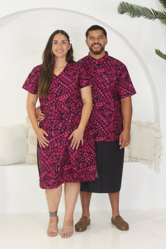 Tribal Origin Ladies Rivi Dress Black Pink LD4562