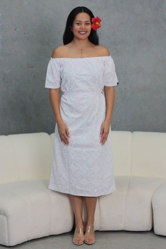 Mesian White Midi Elei Dress - LWOW5440