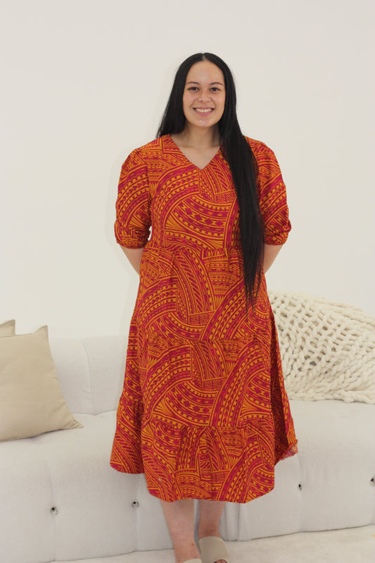 Kalavata Women's Lili Dress - Maroon Rust (LD4632)