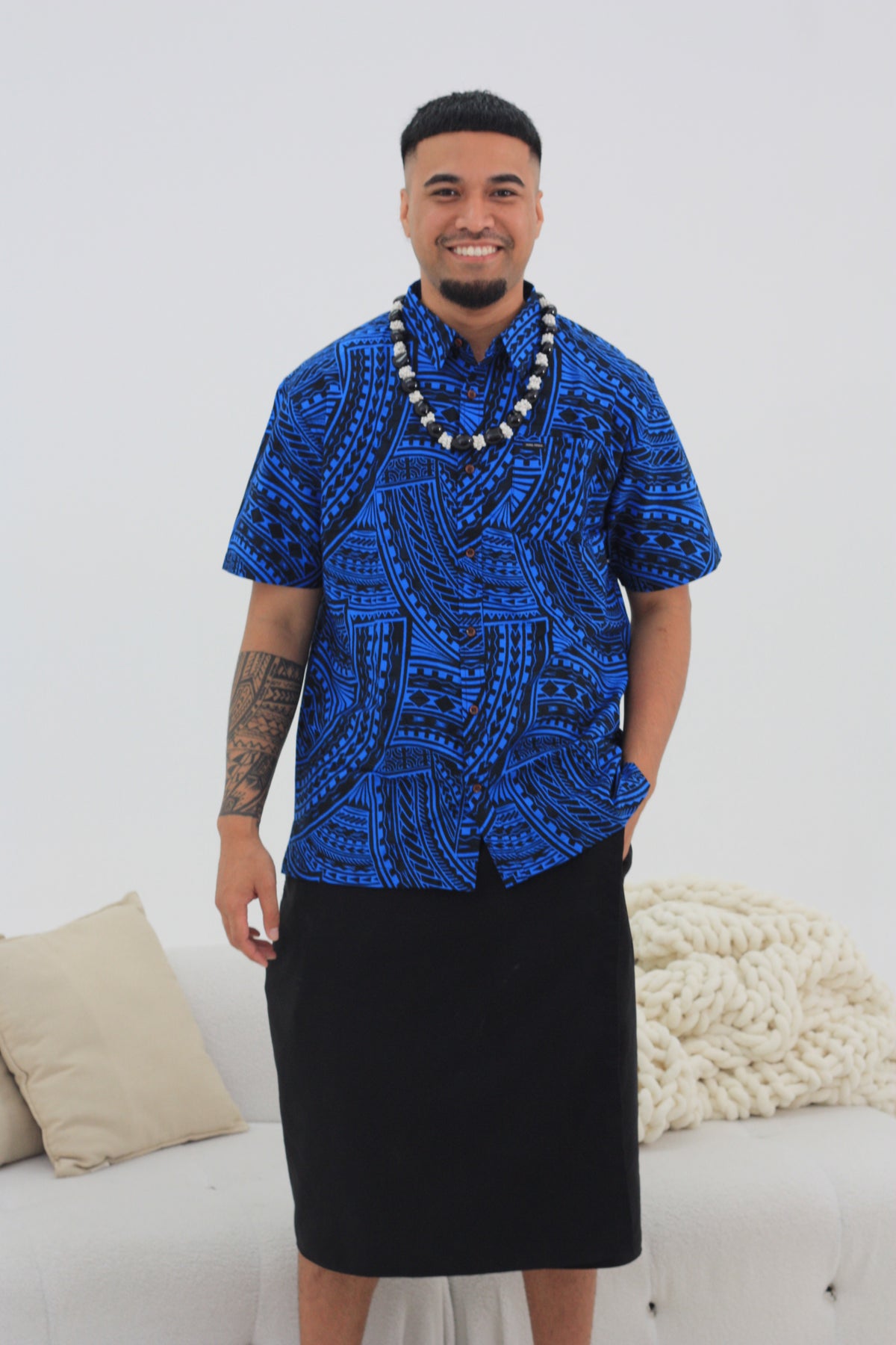 Kalavata Men's Shirt (SS4232) Blue Black