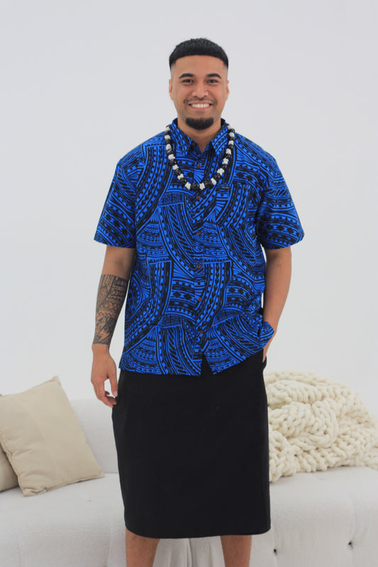 Kalavata Men's Shirt (SS4232) Blue Black