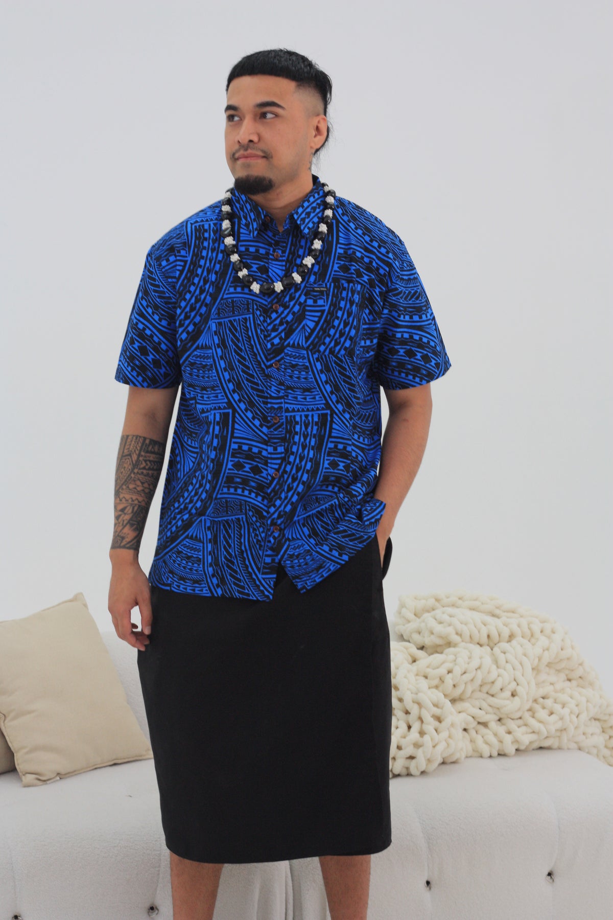 Kalavata Men's Shirt (SS4232) Blue Black