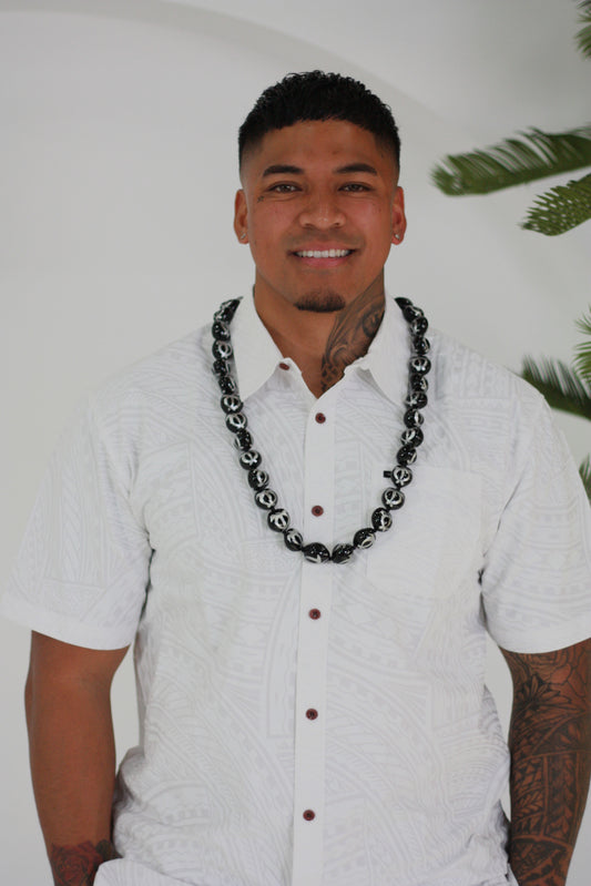 Ula Kukui Necklace Black with Silver Turtle Extra Long
