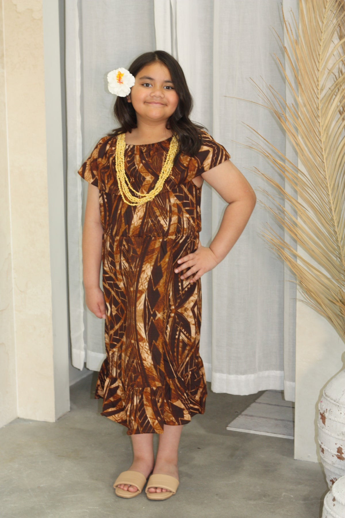 Akamu Girls Talulla Dress Ovini in Brown (LG1949)