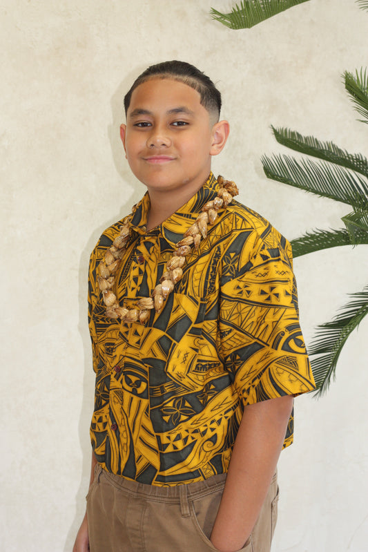 Tribal Boys Bula Shirt FB1797 (Yellow)