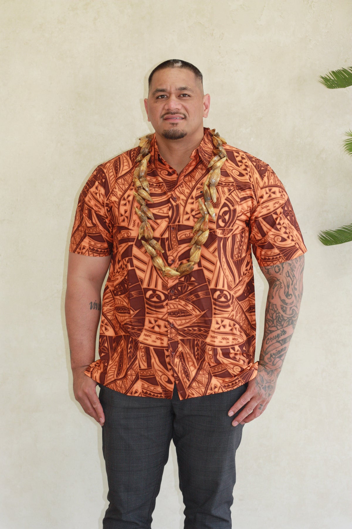 Tribal Men's Bula Shirt FB1797 (Rust)