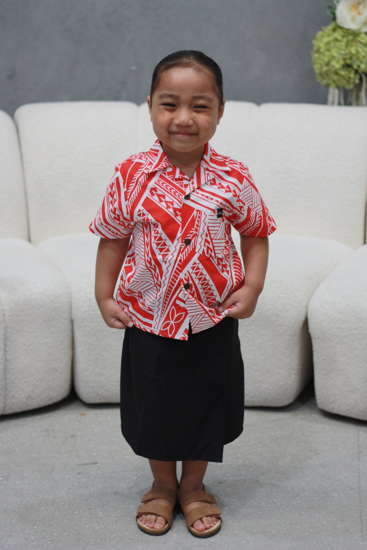 Mesian Boy's Elei Shirt in Red (CT3240)