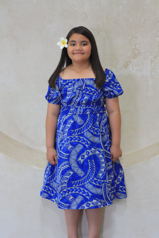Tribal Origin Girls Mylie Dress - Kovia in Blue and Grey (LG2016)