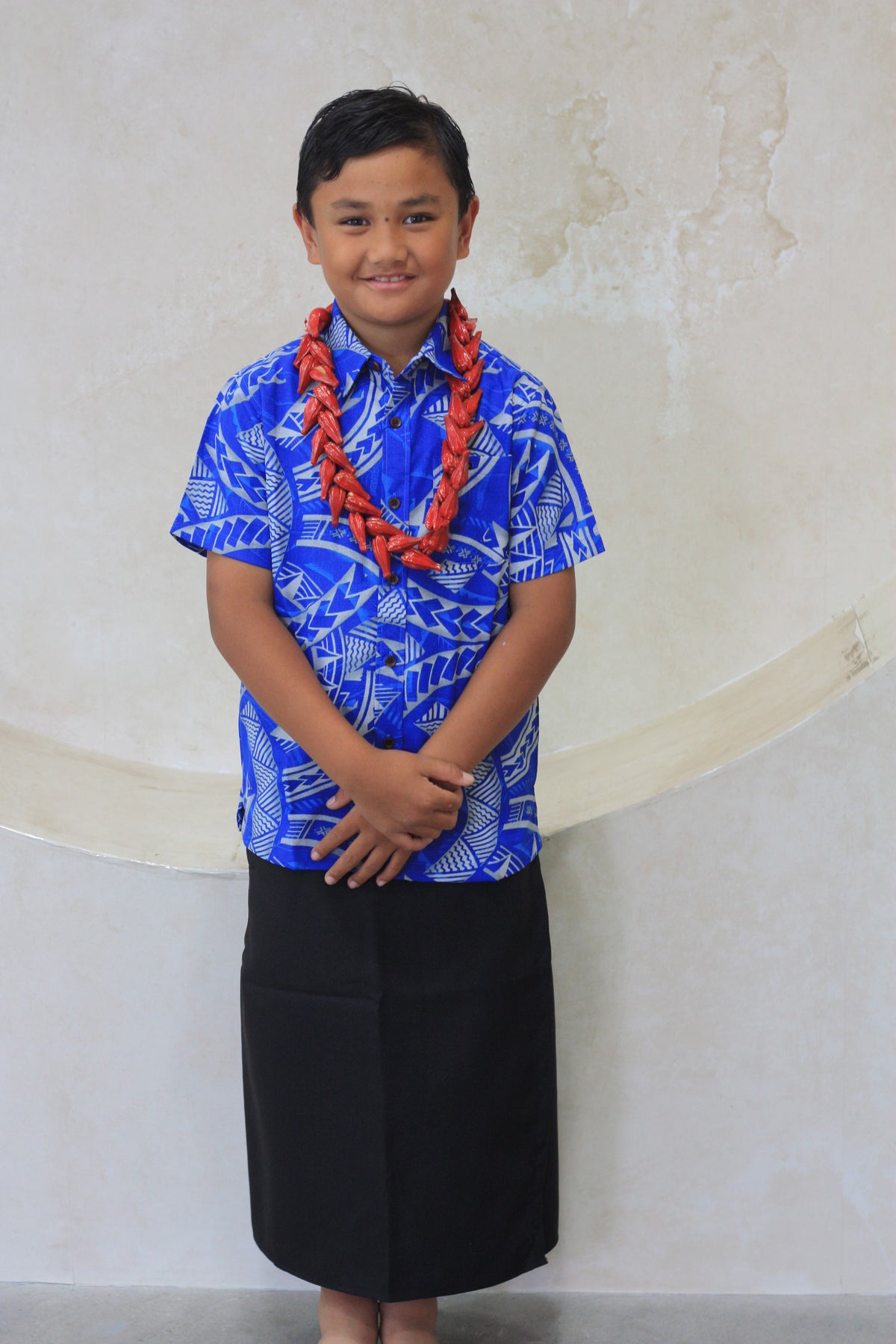 Tribal Origin Boy's Bula Shirt - Kovia in Blue and Grey (SB2077)