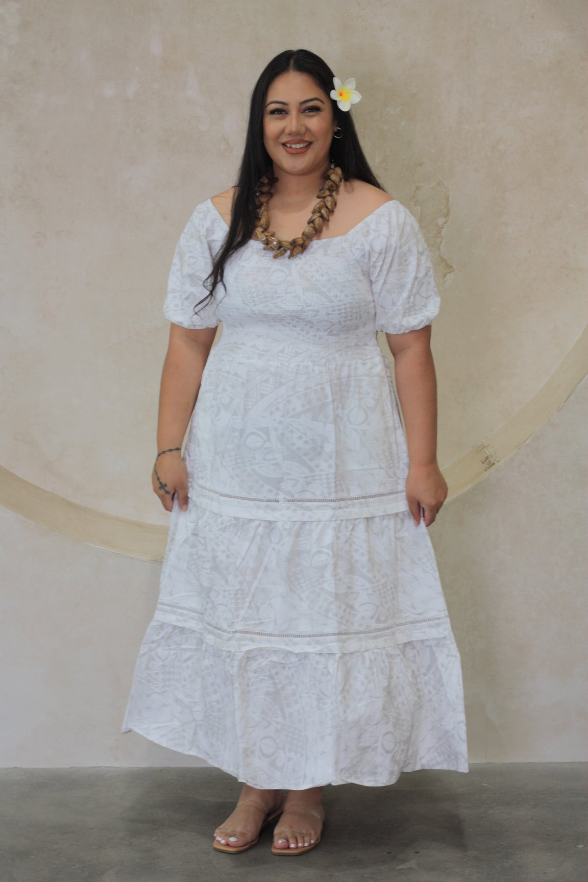 Trial Origin Smocking Dress - Kemoli LD4784 (White)