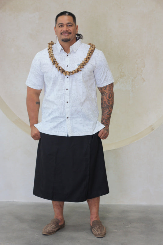 Tribal Origin Men's Bula Shirt - SS4322 Kemoli (White & Grey)