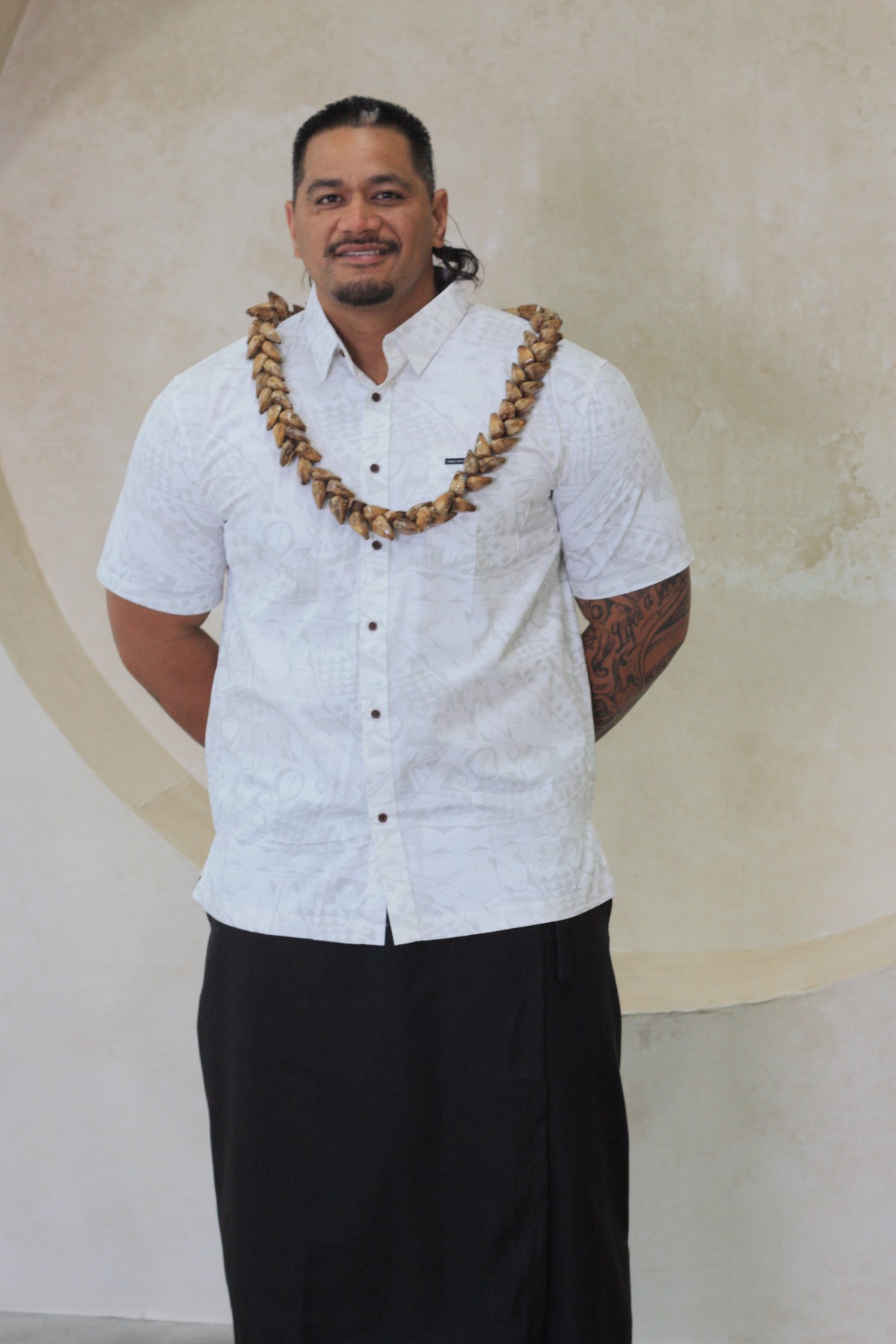 Tribal Origin Men's Bula Shirt - SS4322 Kemoli (White & Grey)