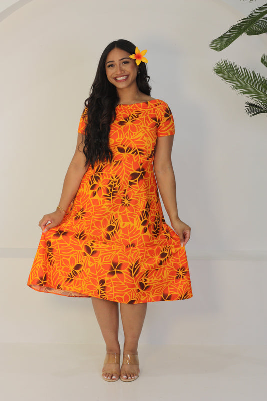 Cece's Orange Elei Midi Dress ( Size 12 only)