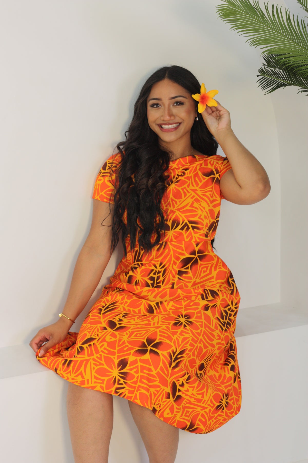 Cece's Orange Elei Midi Dress ( Size 12 only)