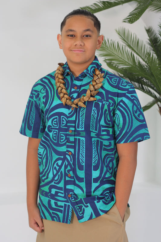 Akamu Boys Shirt Viriya Teal SB2094