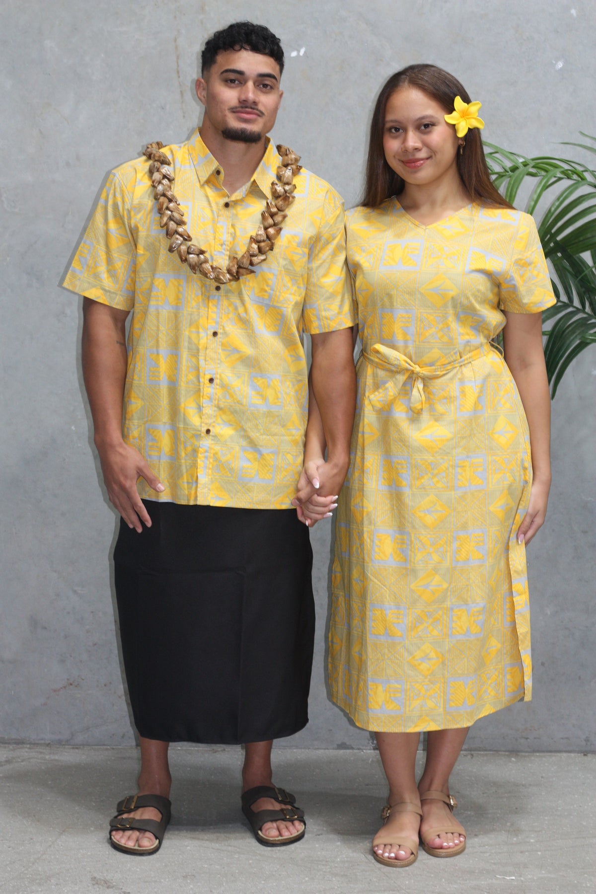 Tribal Origin Men's Bula Shirt- Yasa SS4321 (Yellow Grey)