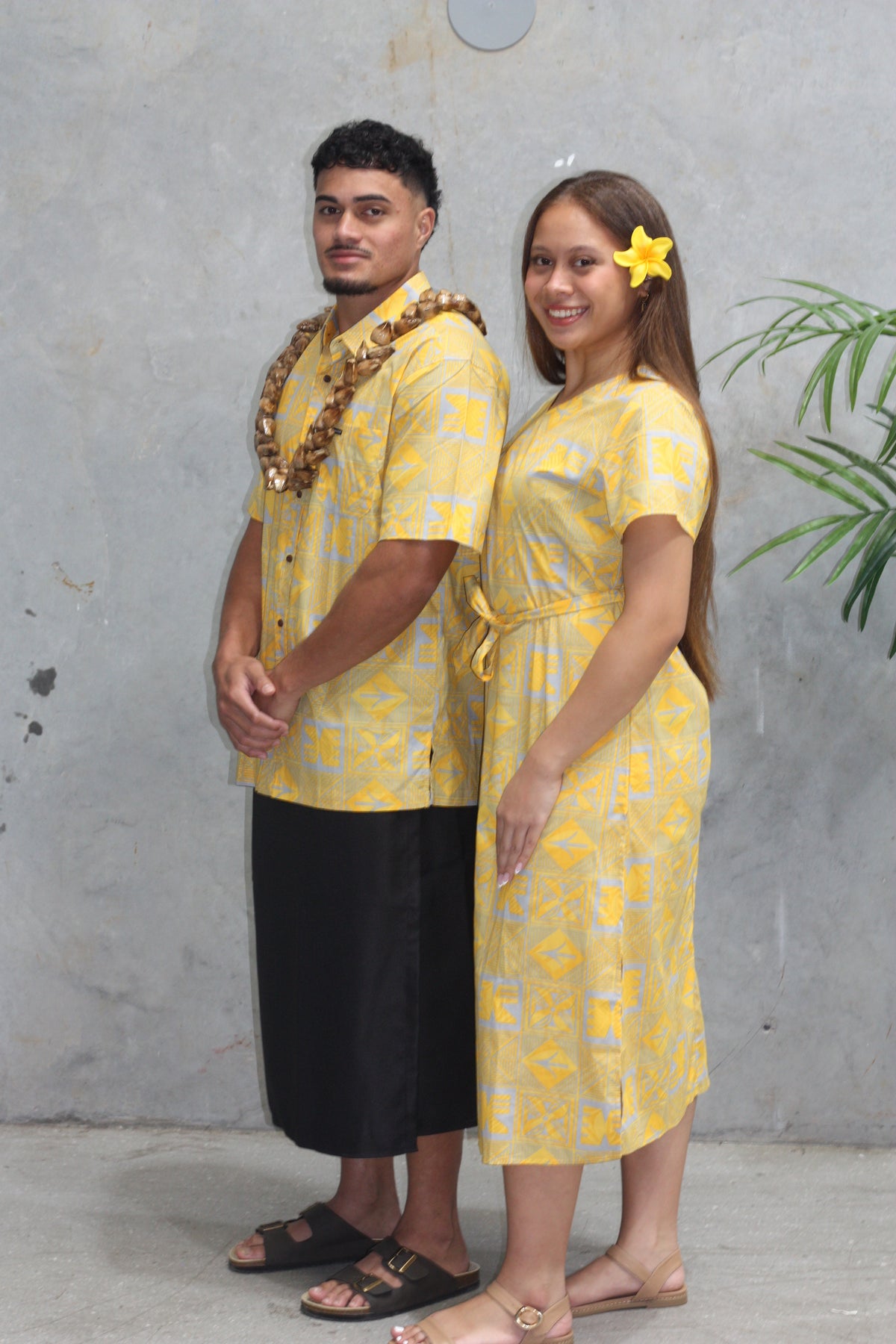 Tribal Origin Men's Bula Shirt- Yasa SS4321 (Yellow Grey)
