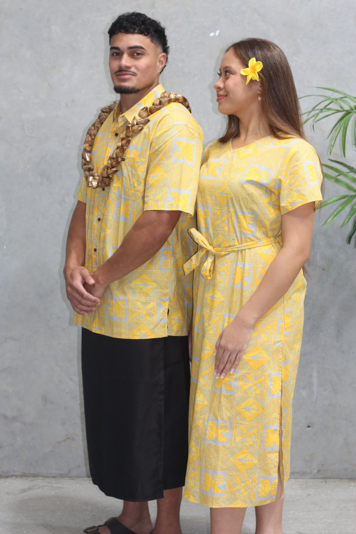 Tribal Origin Men's Bula Shirt- Yasa SS4321 (Yellow Grey)
