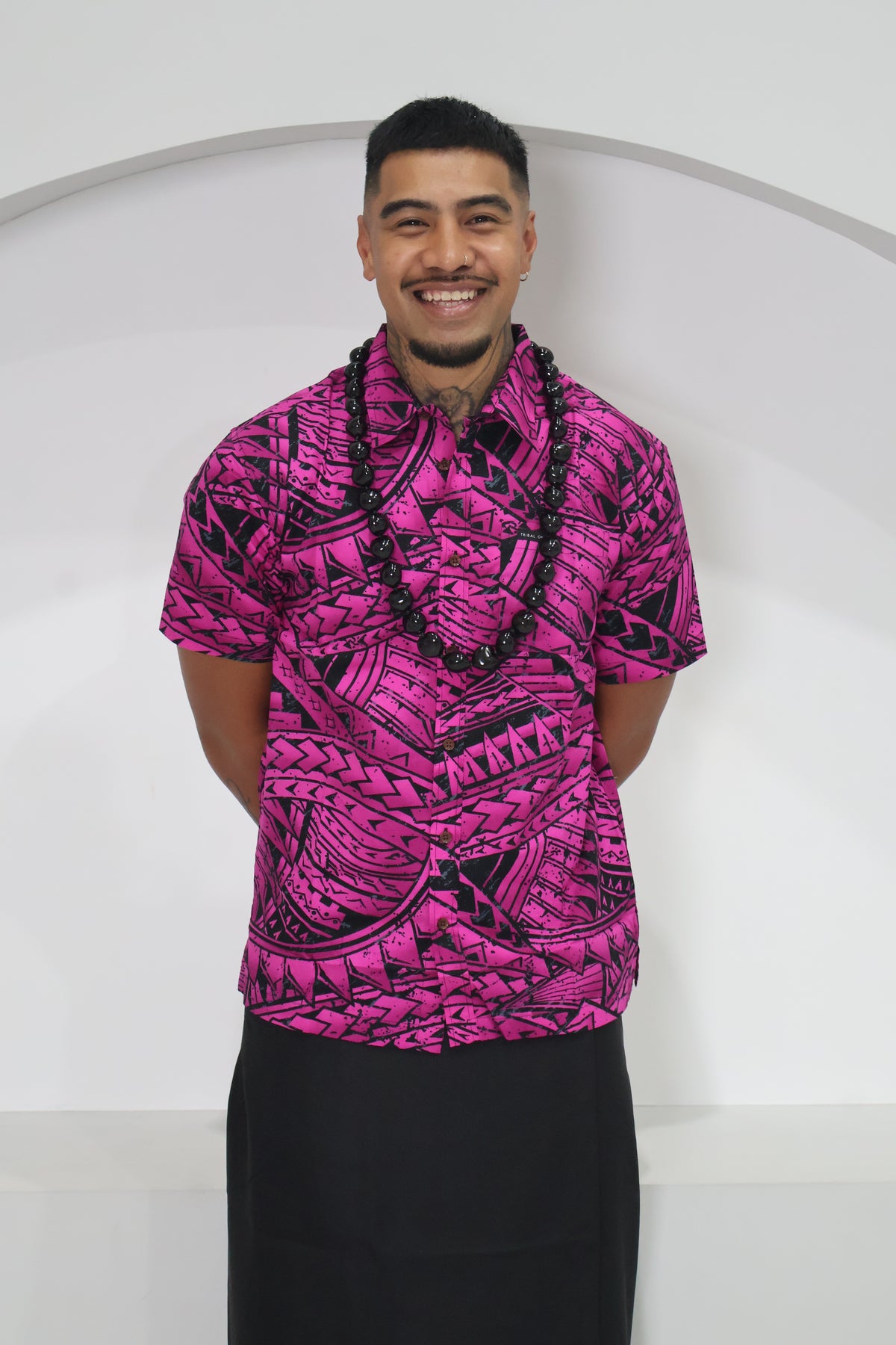 Tribal Origin Mens Bula Shirt- FB1869 (Pink & Black)