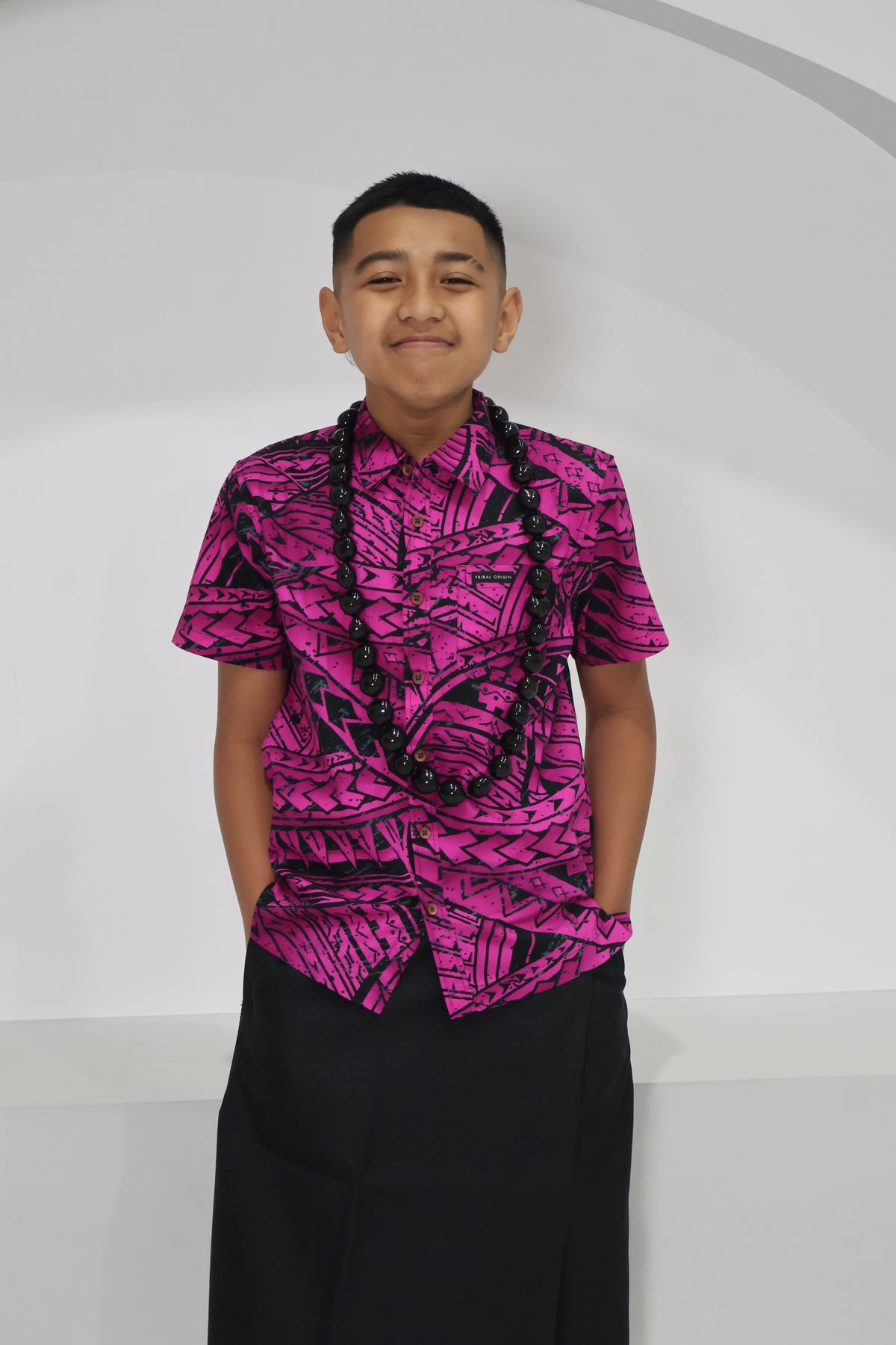 Tribal Origin Boys Bula Shirt- FB1869 (Pink & Black)