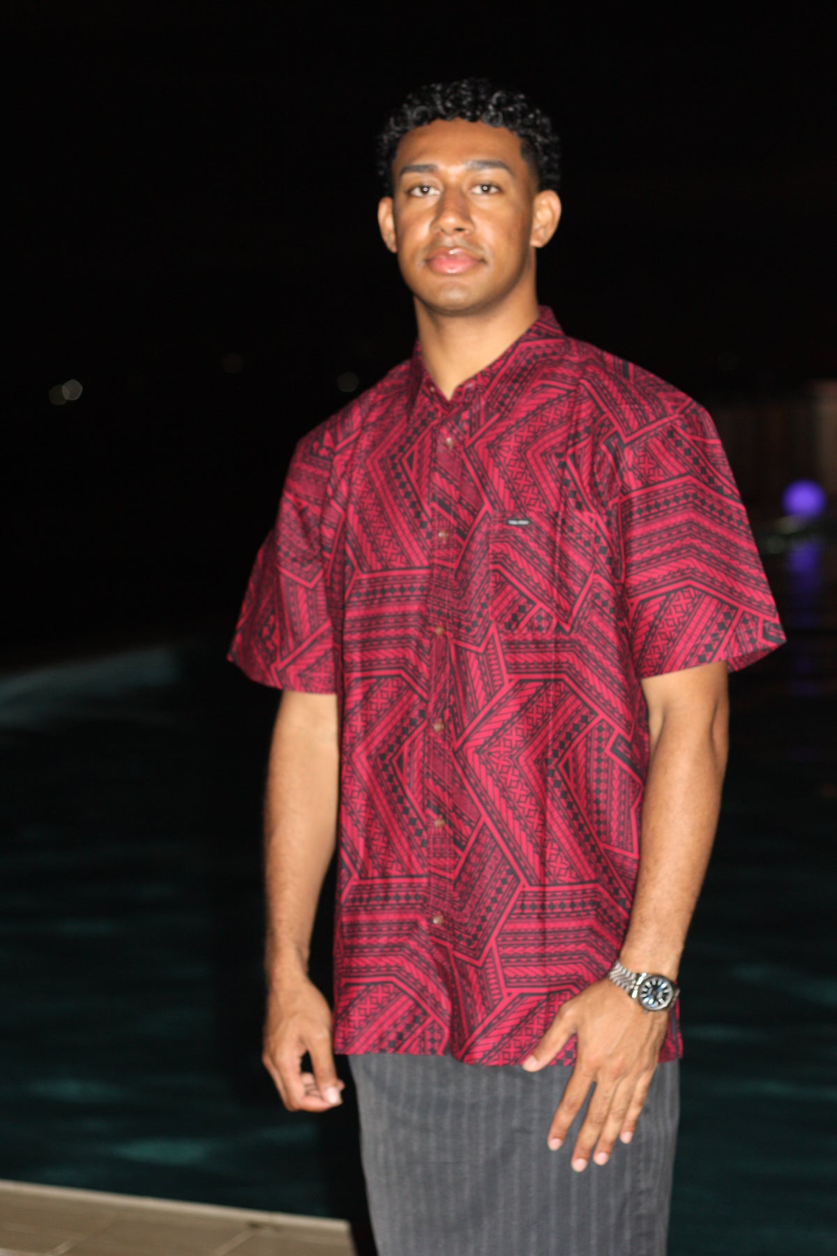 Tribal Origin Men's Elei Shirt - Maroon (New) FB1609
