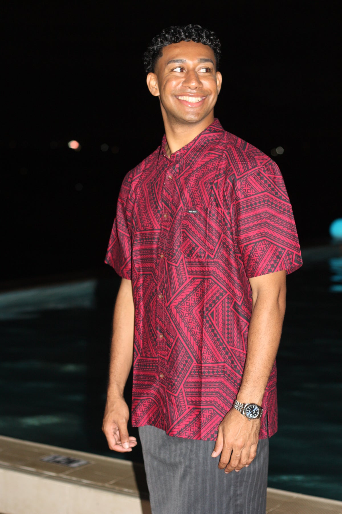 Tribal Origin Men's Elei Shirt - Maroon (New) FB1609