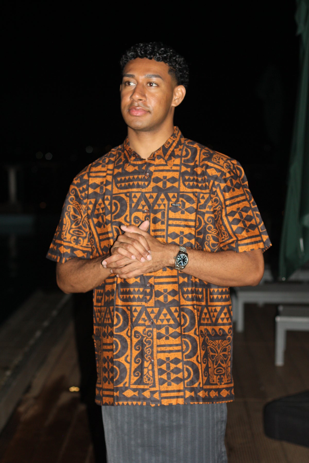 Tribal Origin Men's Elei Shirt - Crimson Black FB1610