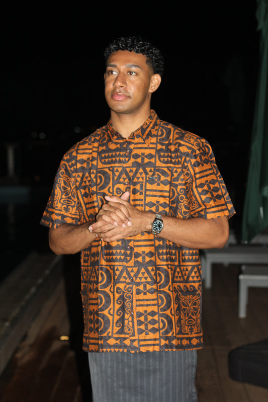 Tribal Origin Men's Elei Shirt - Crimson Black FB1610