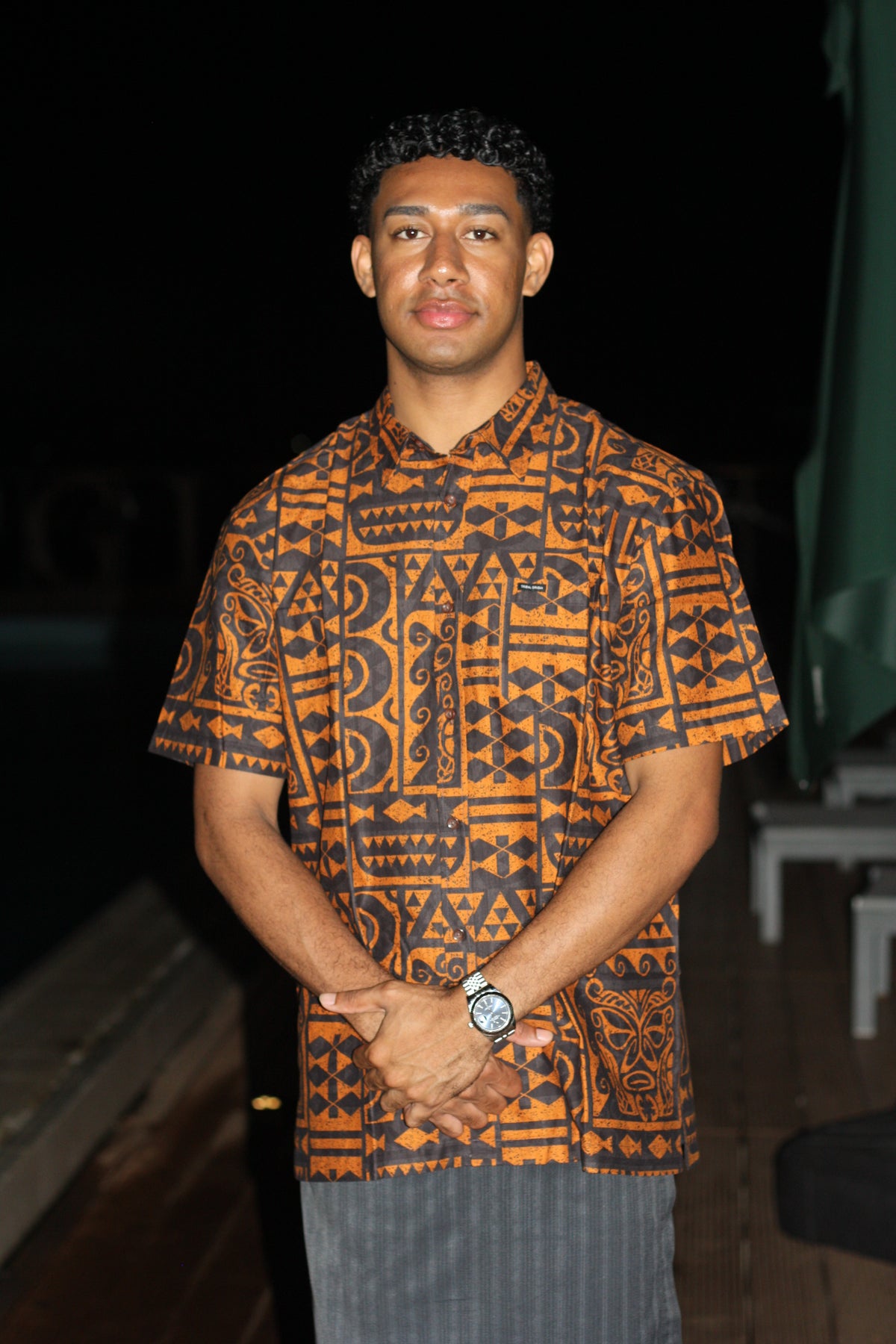 Tribal Origin Men's Elei Shirt - Crimson Black FB1610