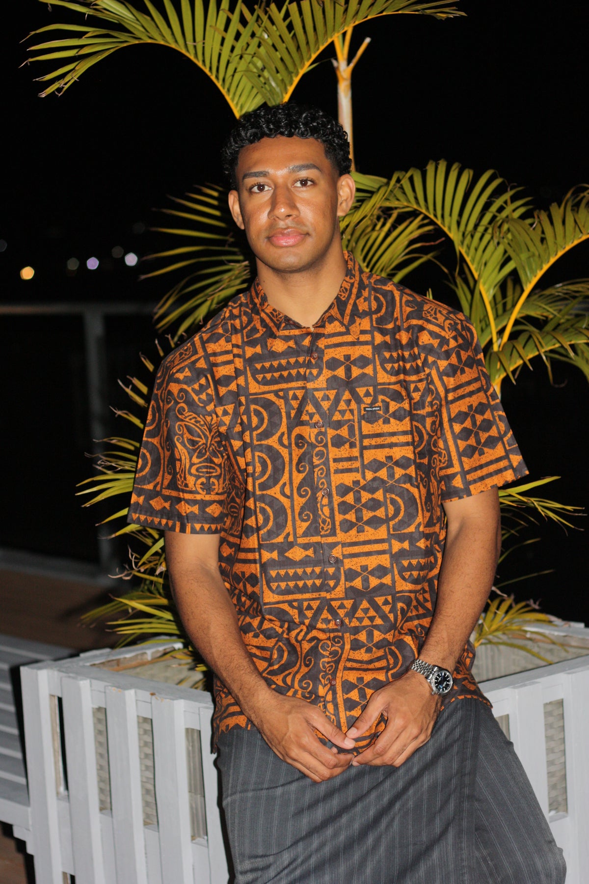 Tribal Origin Men's Elei Shirt - Crimson Black FB1610
