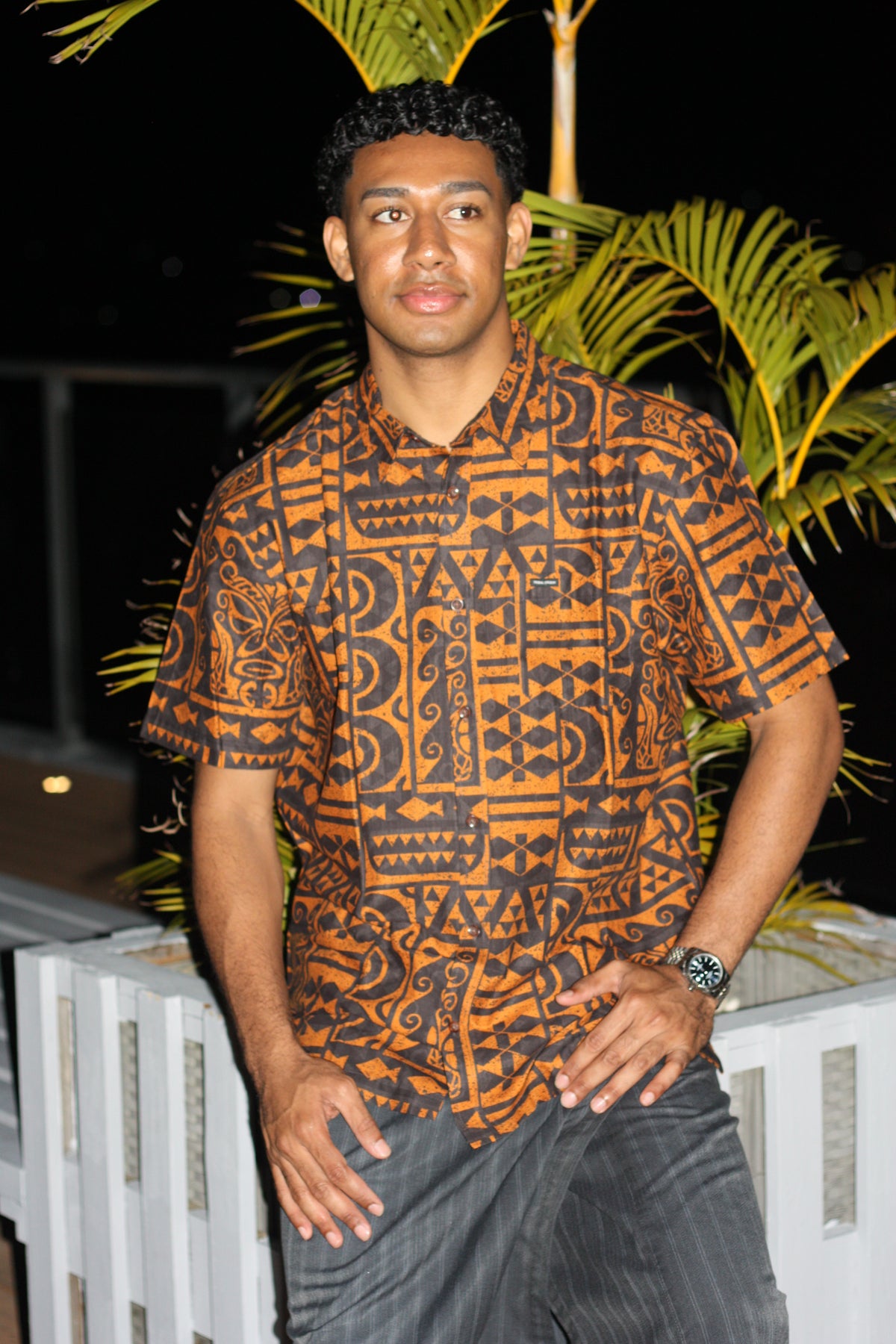 Tribal Origin Men's Elei Shirt - Crimson Black FB1610