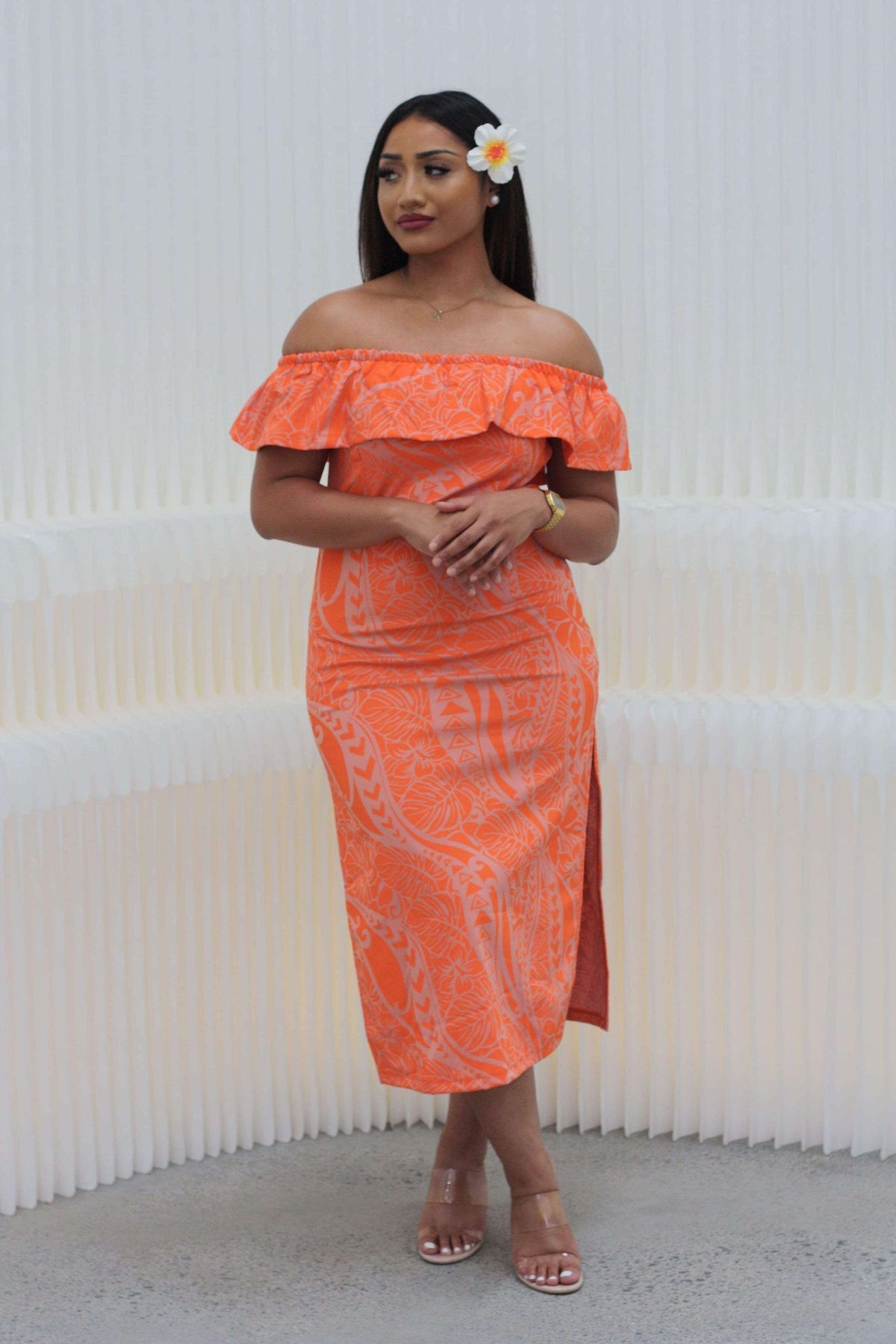 Tropical Mahina Island Dress (Peach) FB1760