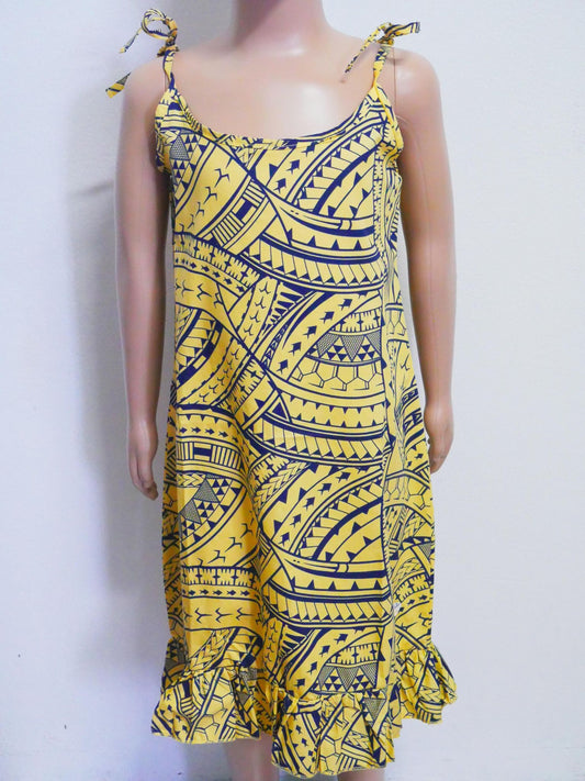 Tanoa Samoa Girls Dress TD 901 (Yellow & Navy)