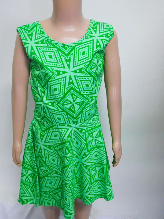 Tanoa Samoa Girl's Green Dress (Lime)