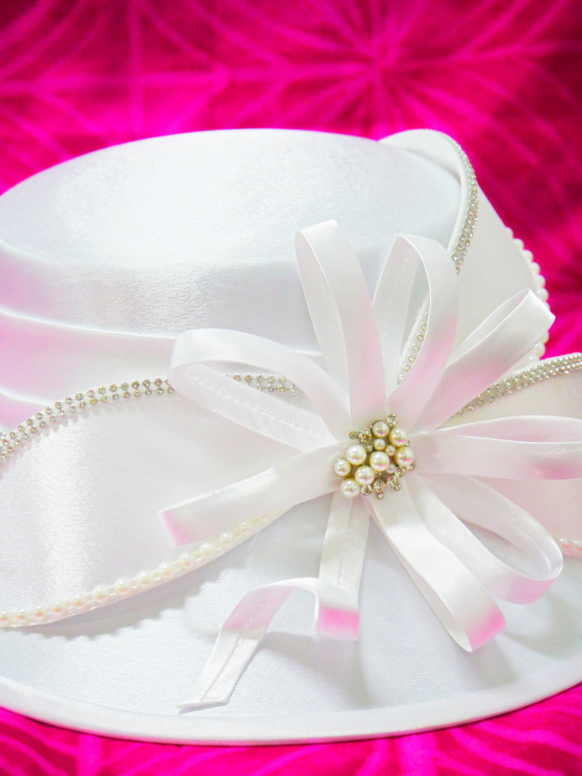 Church Hat- Pulou Lotu Pearled Diamond White